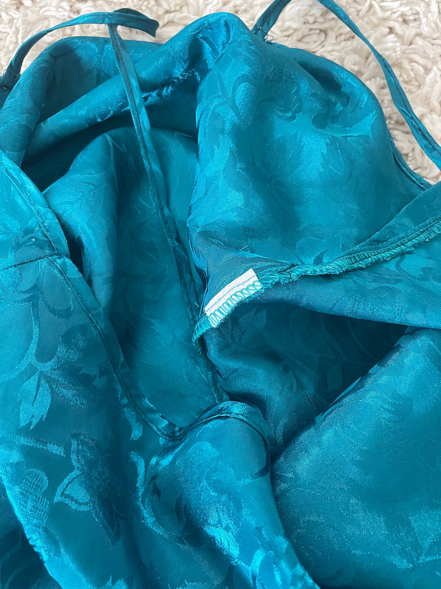 Vintage teal rose slip dress