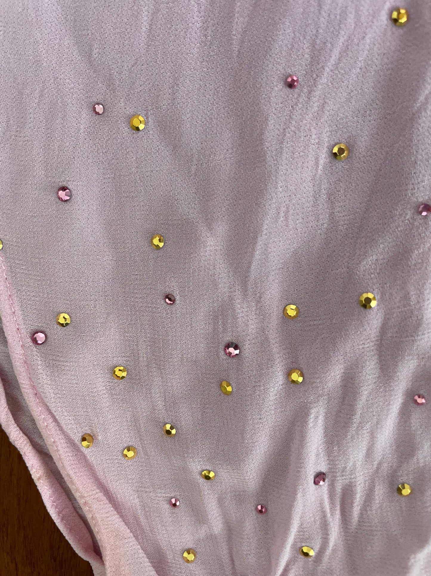 Sheer baby pink bedazzled overlay top