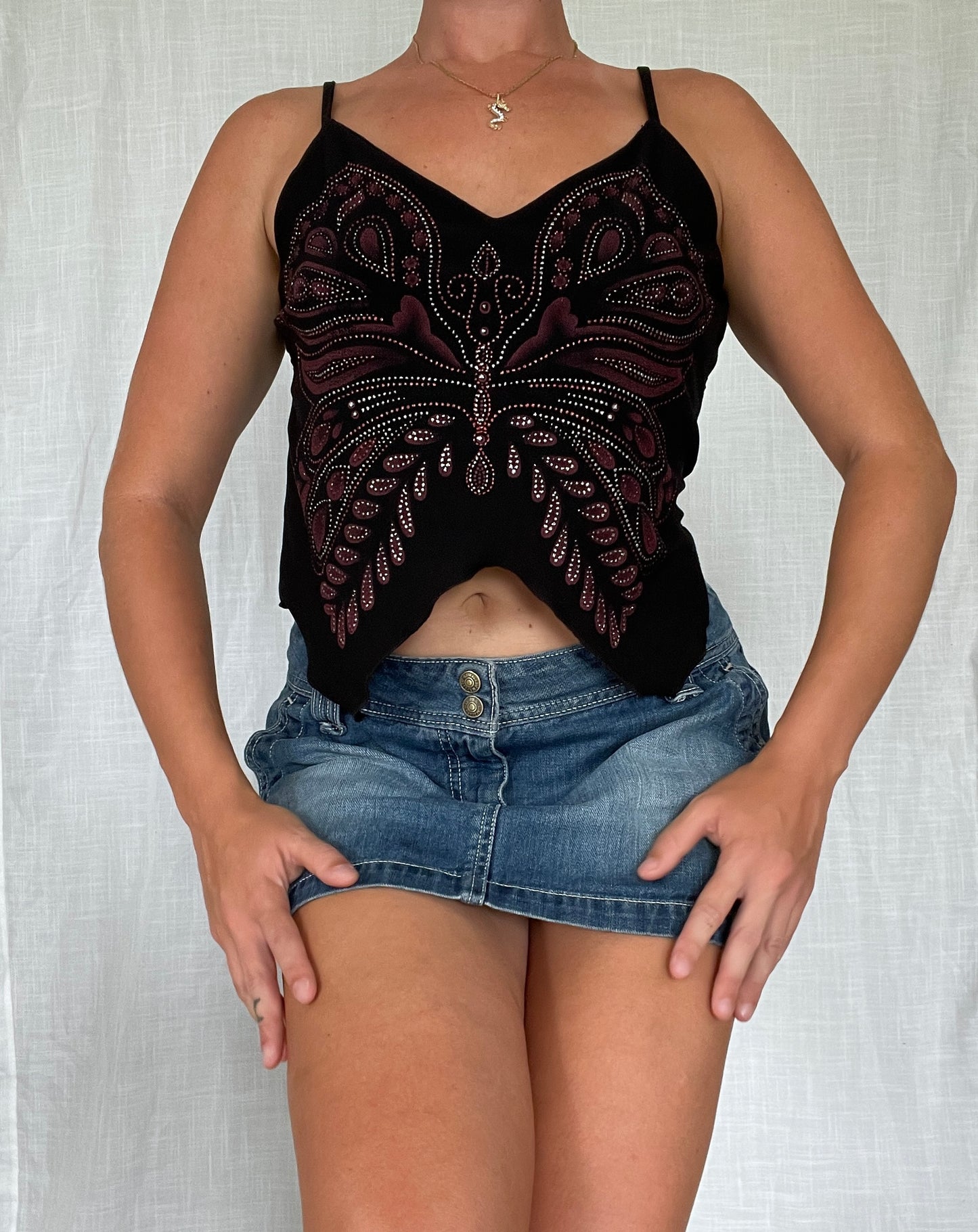 00’s butterfly glitter tank top cami