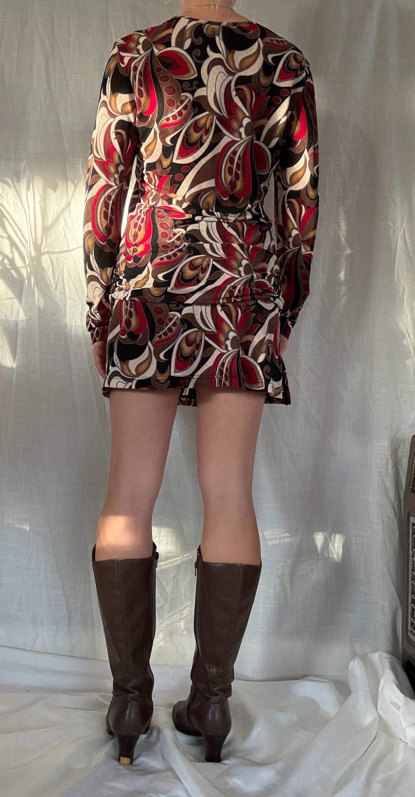 90’s/00s micro mesh long sleeve mini dress/long top