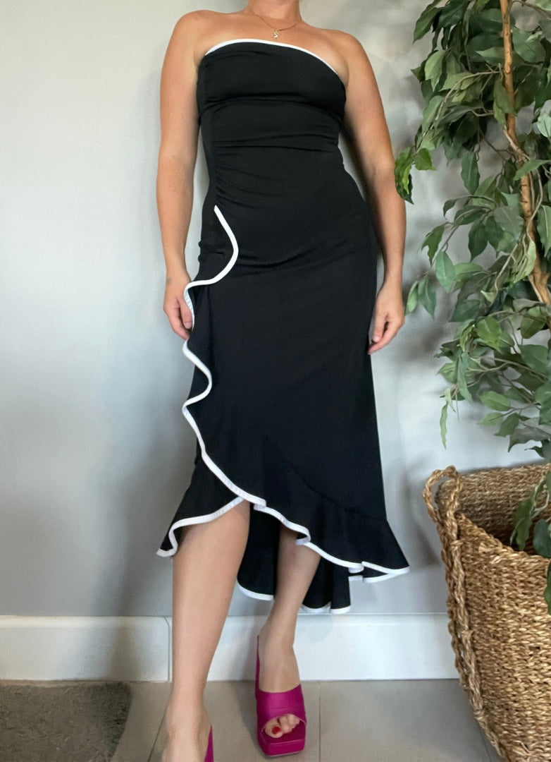 00’s Vanessa Tong strapless midi dress