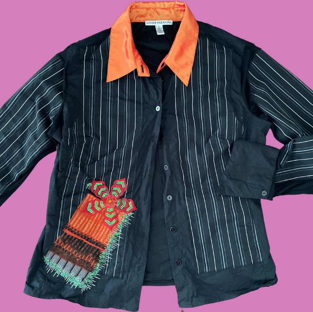 Unique “ DIDIER PARAKIAN” embroidered/bedazzled blouse