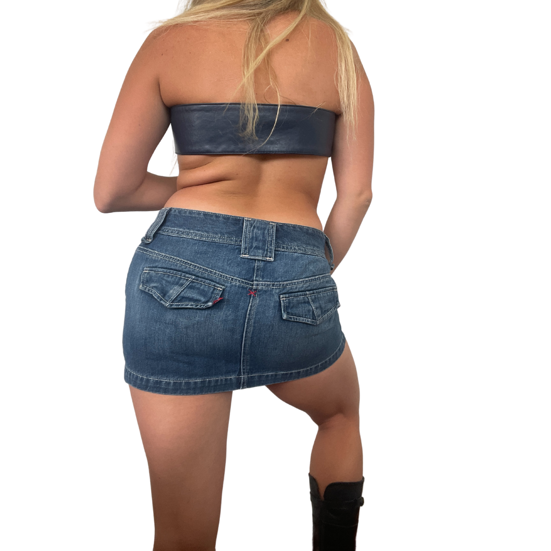 Vintage Navy blue brass buckle belt