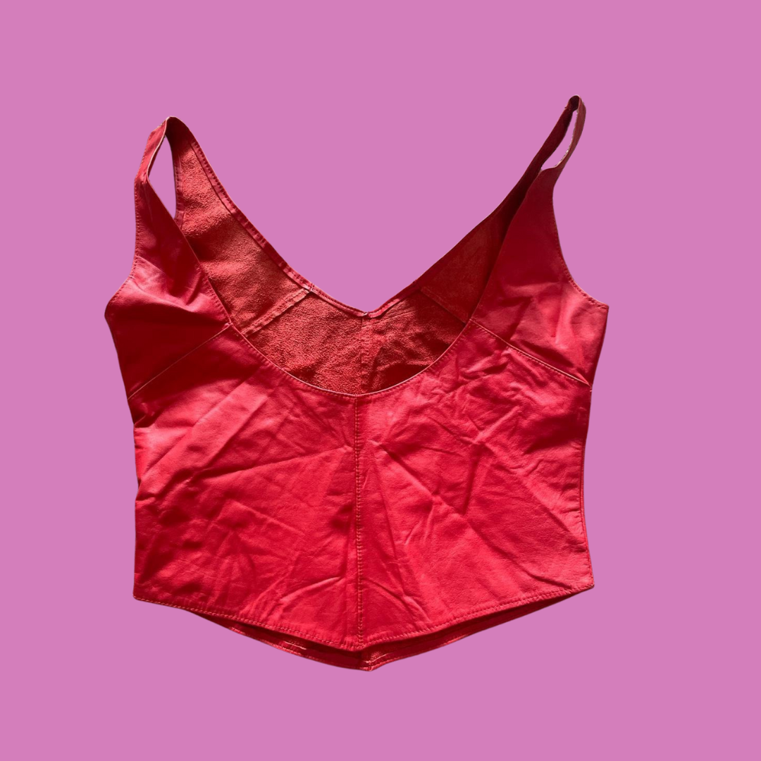 90’s genuine leather corset style top