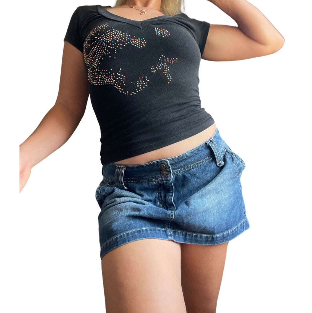 00’s bedazzled short sleeve