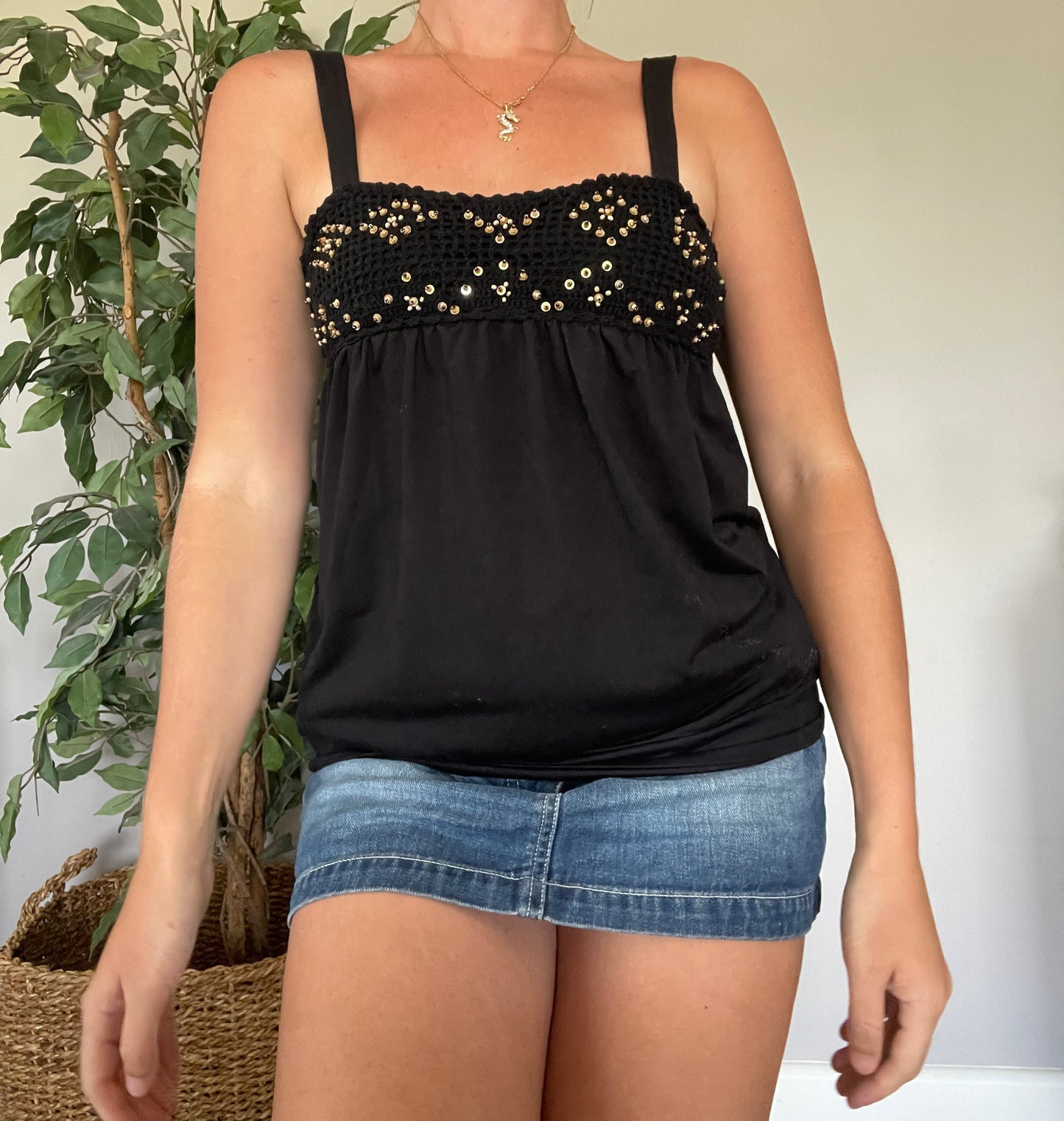 00’s miss cherry crochet bust tanktop
