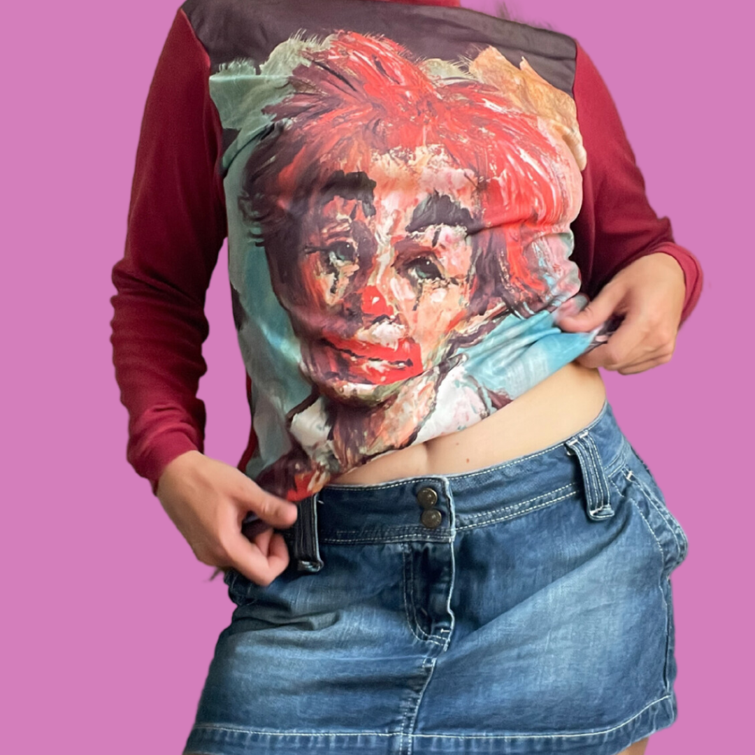 Vintage clown long sleeve high neck