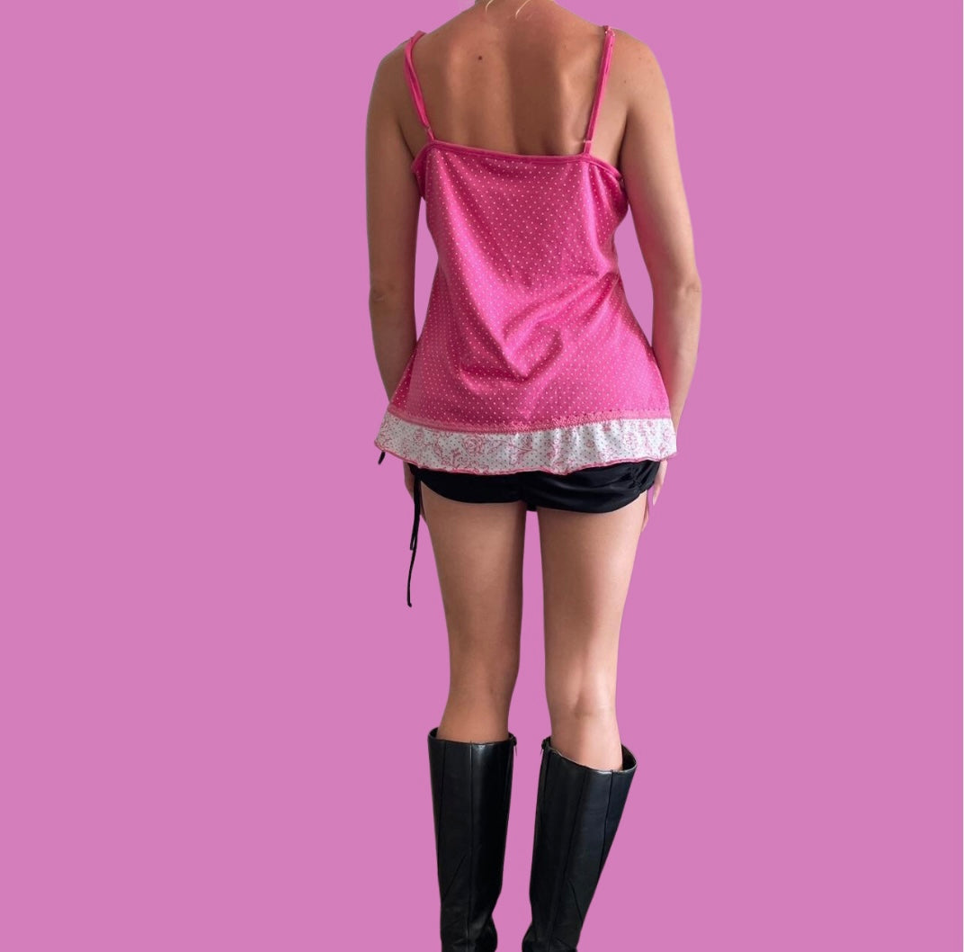 00’s pink polka dot cami