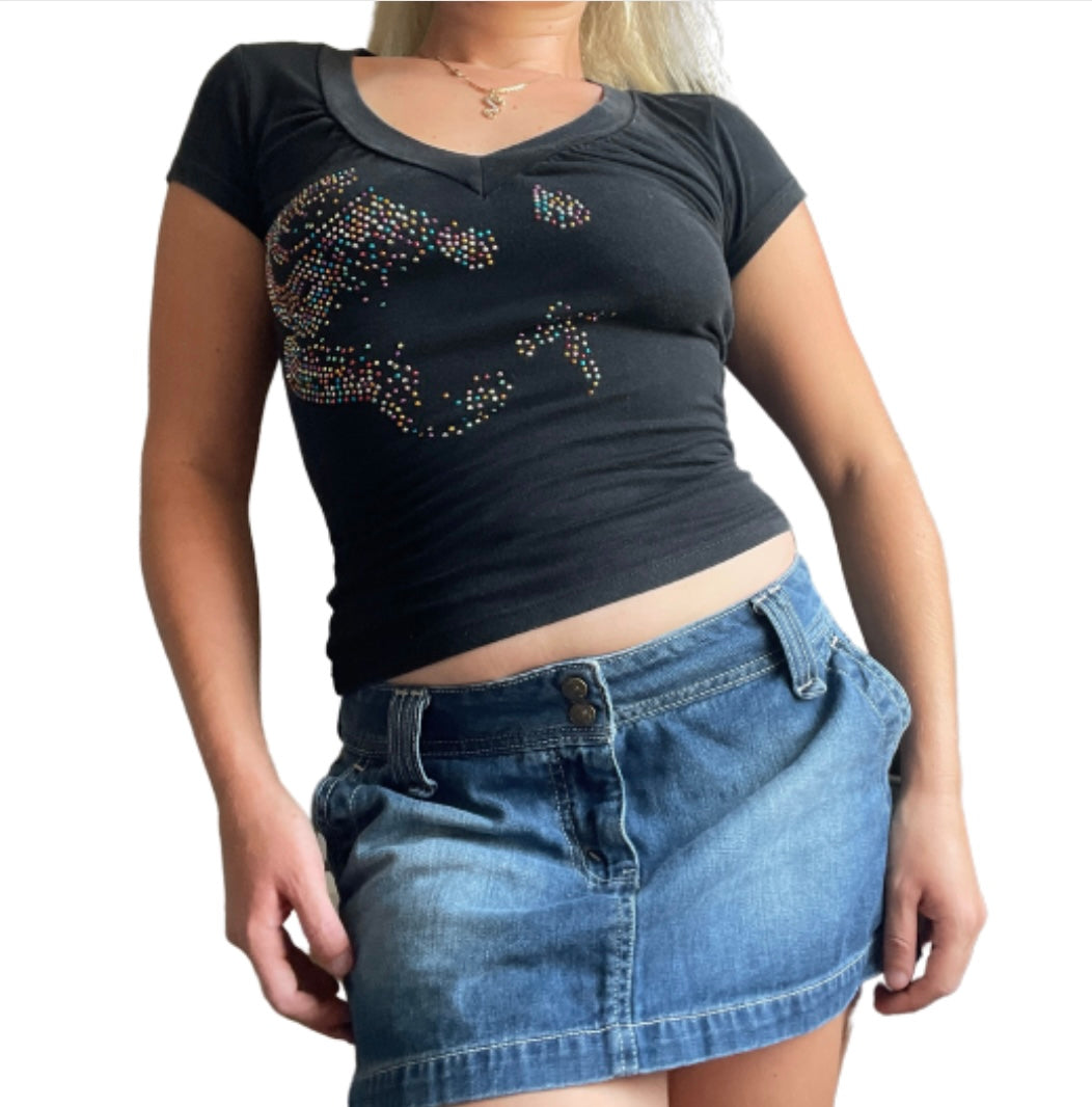 00’s bedazzled short sleeve