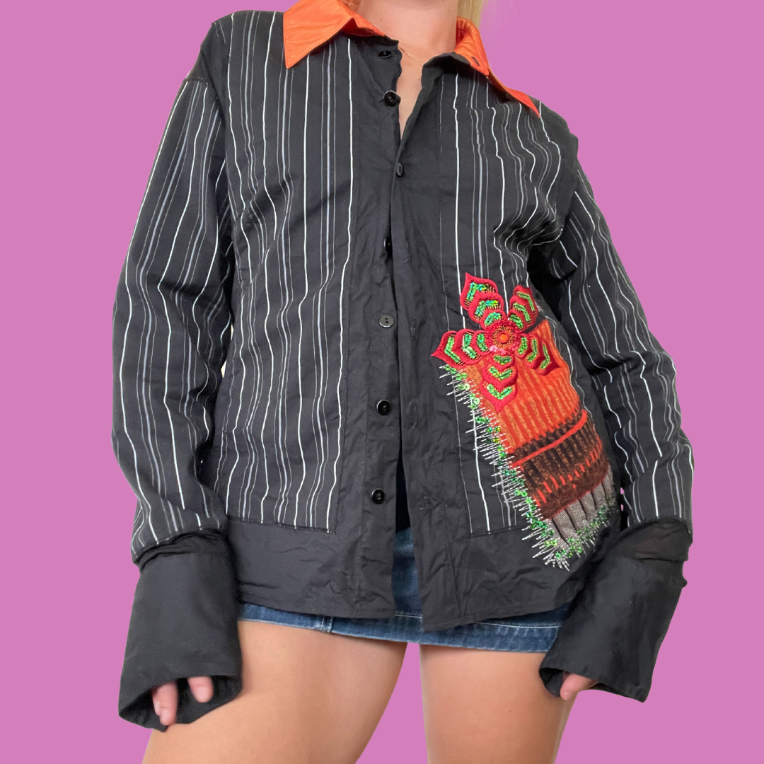 Unique “ DIDIER PARAKIAN” embroidered/bedazzled blouse