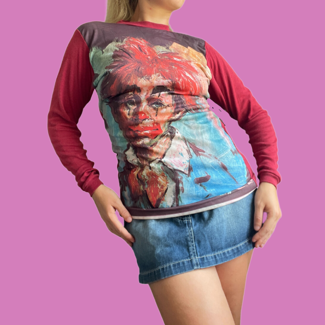 Vintage clown long sleeve high neck