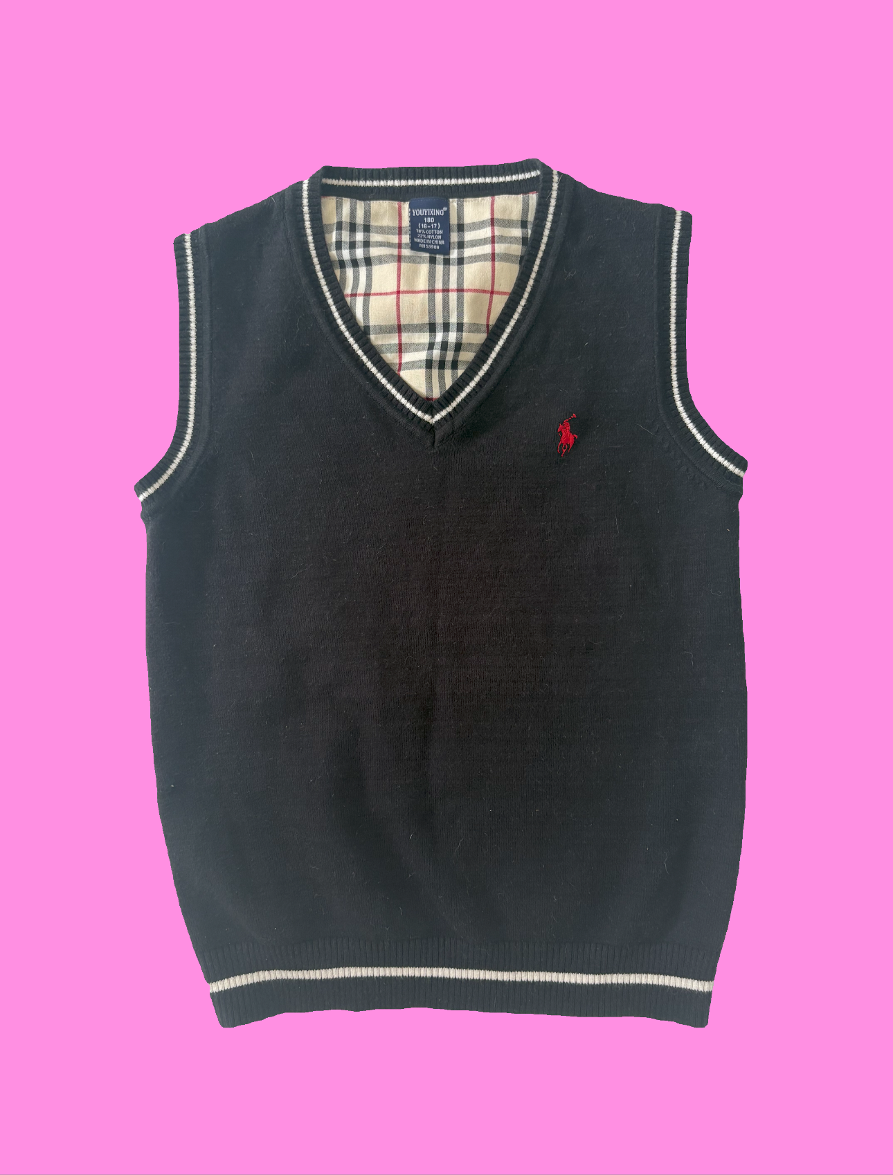 00’s black knit v neck vest