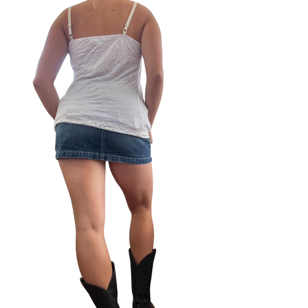 00s crinkled lace tanktop