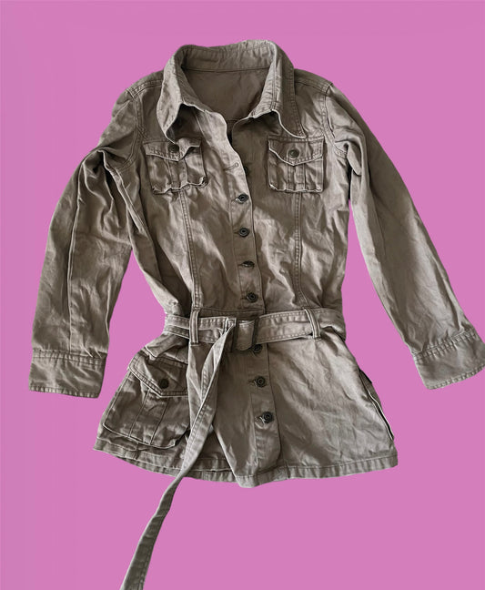 00’s khaki brown cargo jacket mini dress