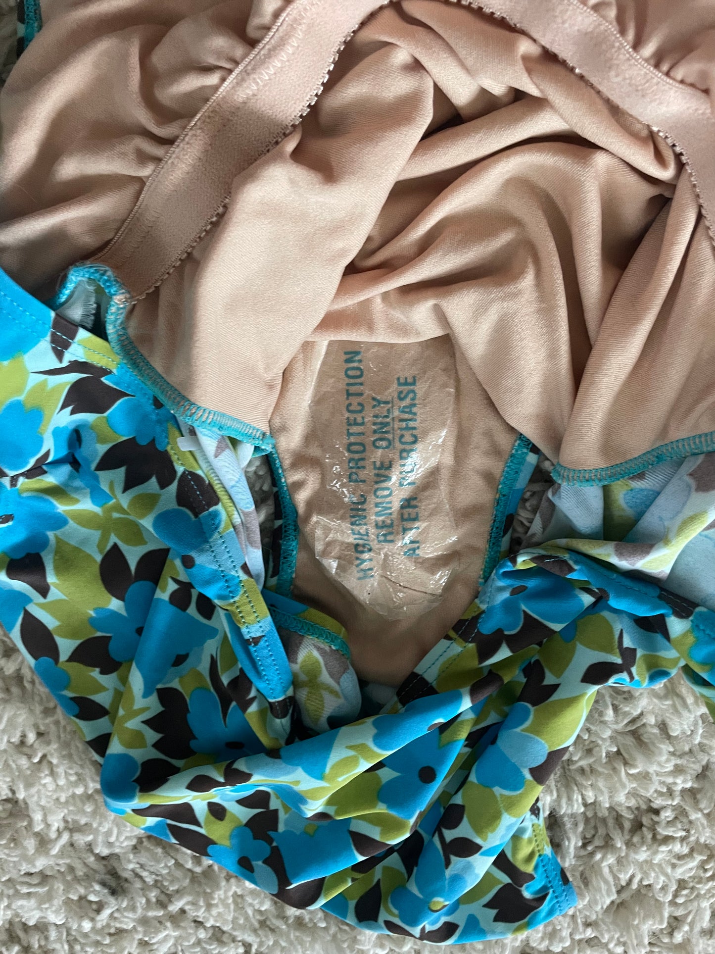 Vintage green/blue/brown flower full piece swimsuit