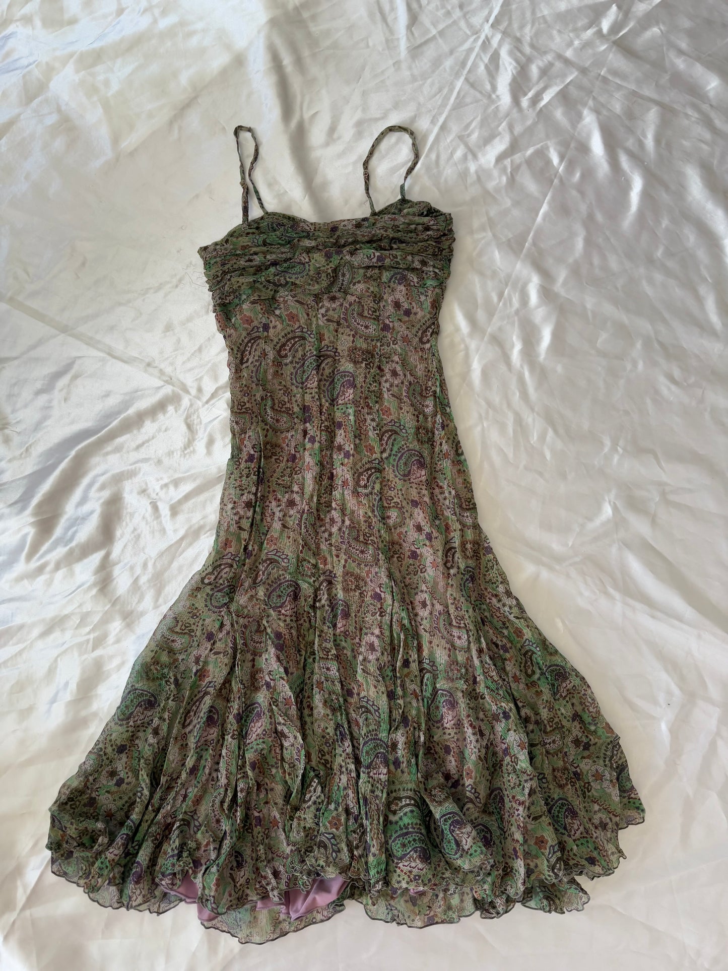 00’s 100% silk Midi dress