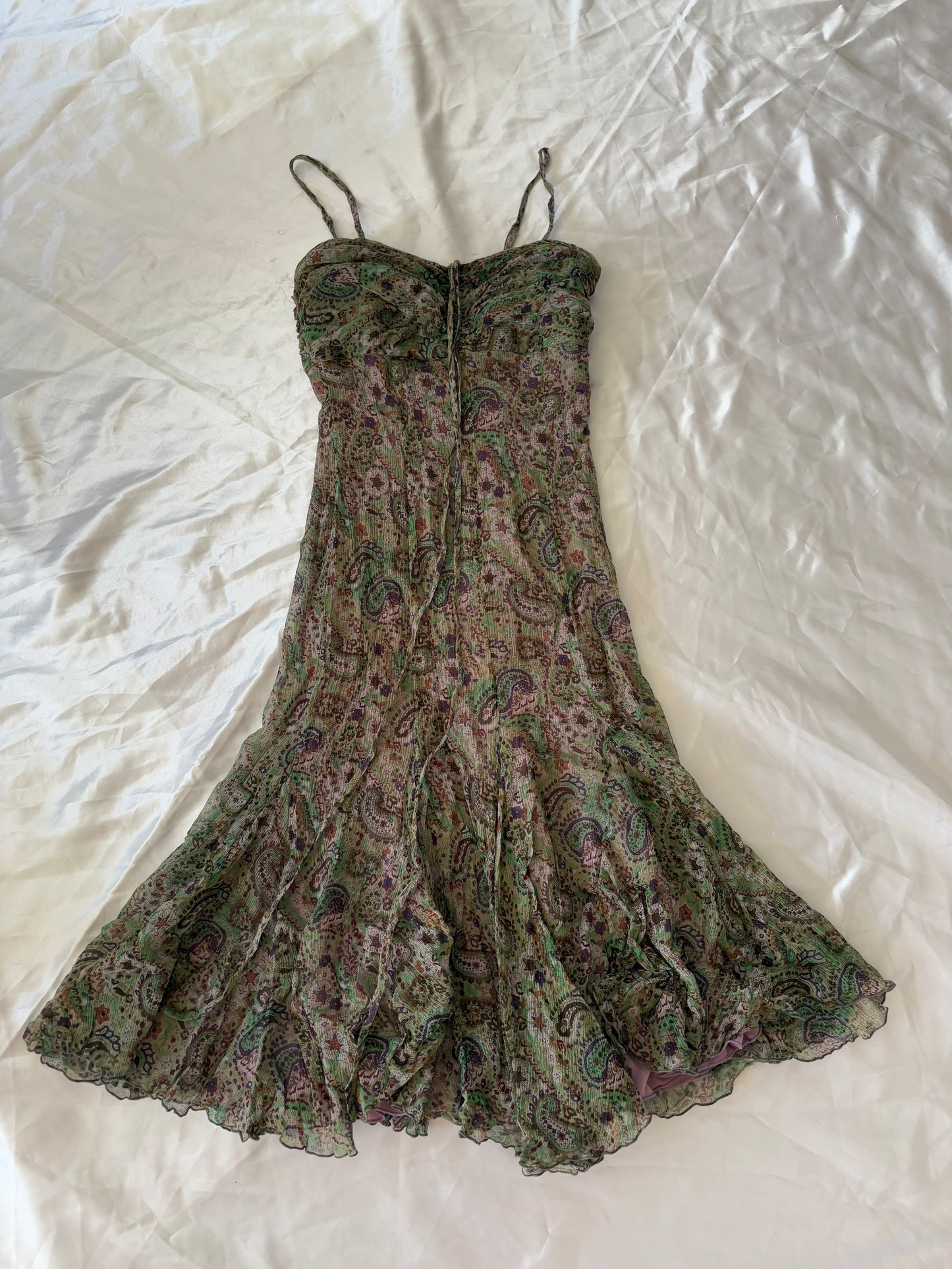 00’s 100% silk Midi dress