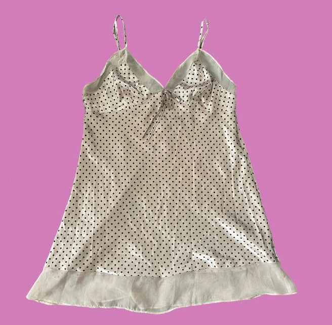 00’s champagne polka dot mini dress