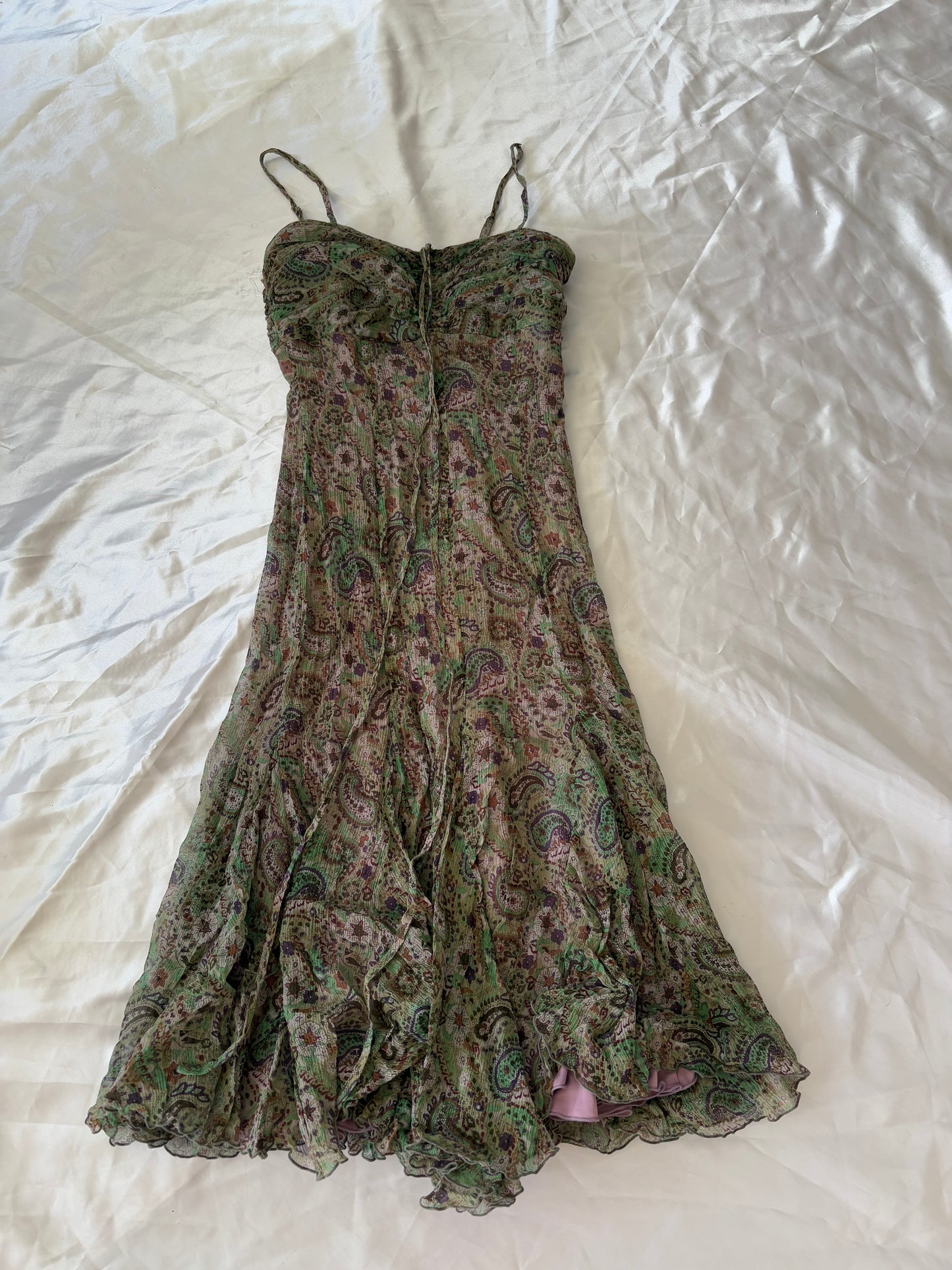 00’s 100% silk Midi dress