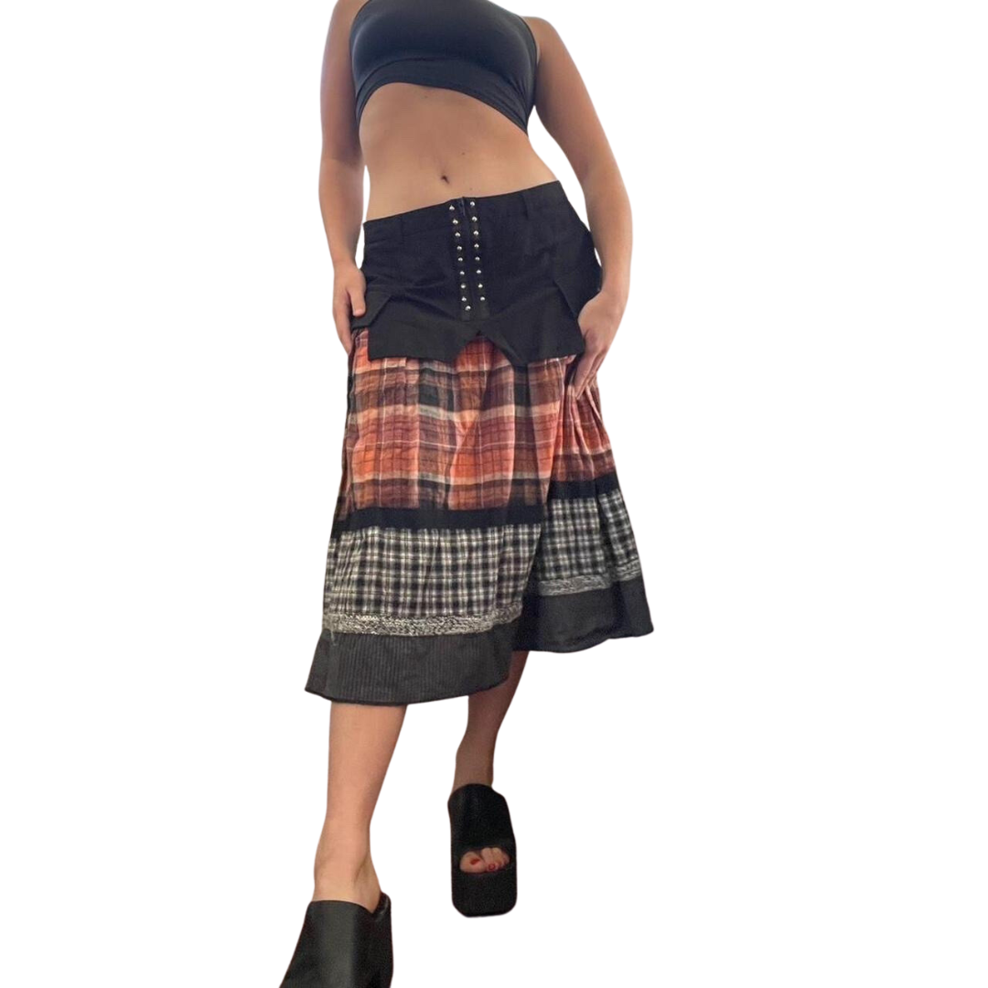 Unique 00s grunge midi skirt