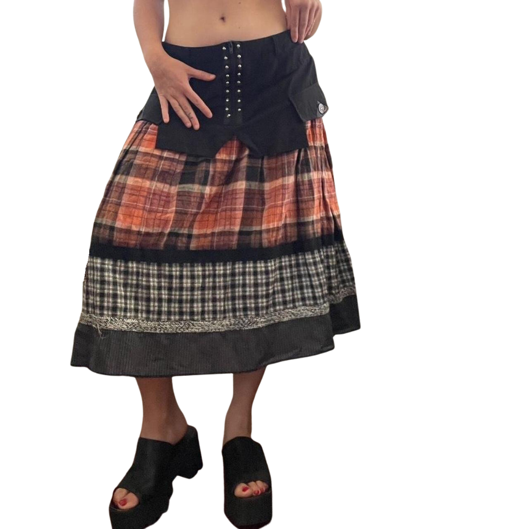 Unique 00s grunge midi skirt