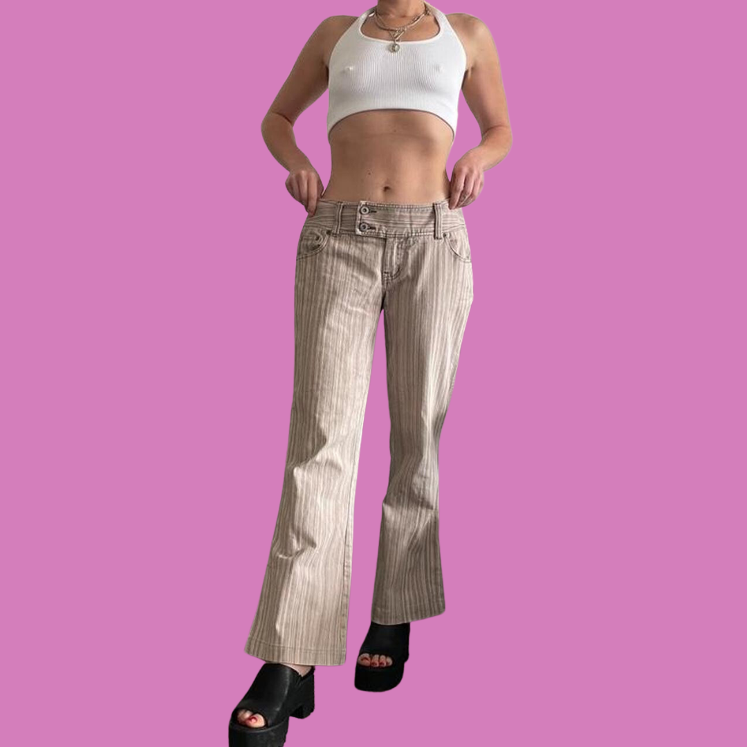 00’s low rise stripy flair pants