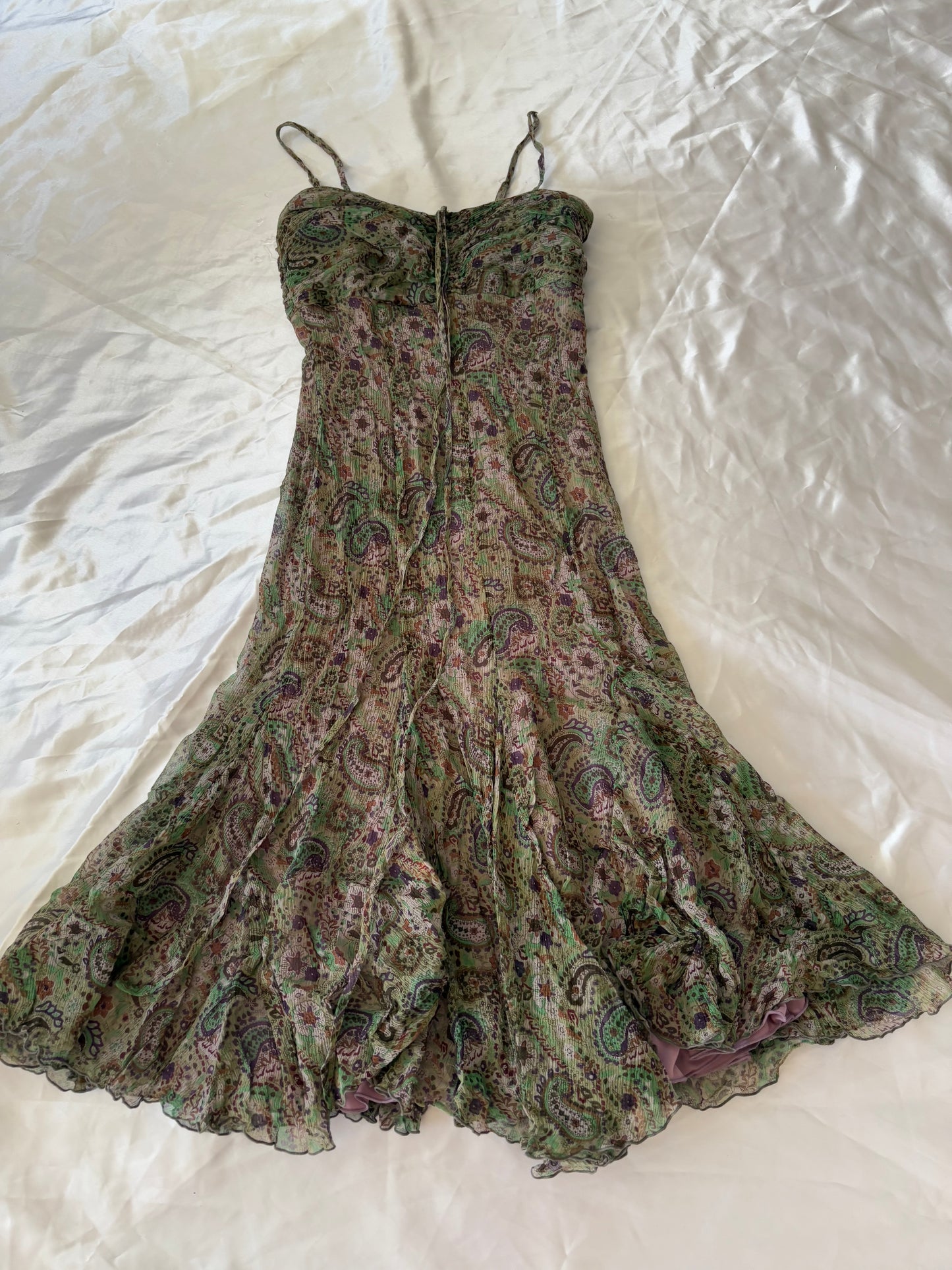 00’s 100% silk Midi dress
