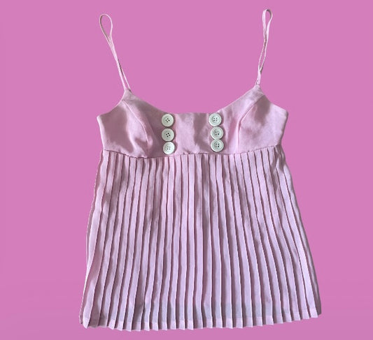 00’s “sumakhi” pink pleated cami/tank top