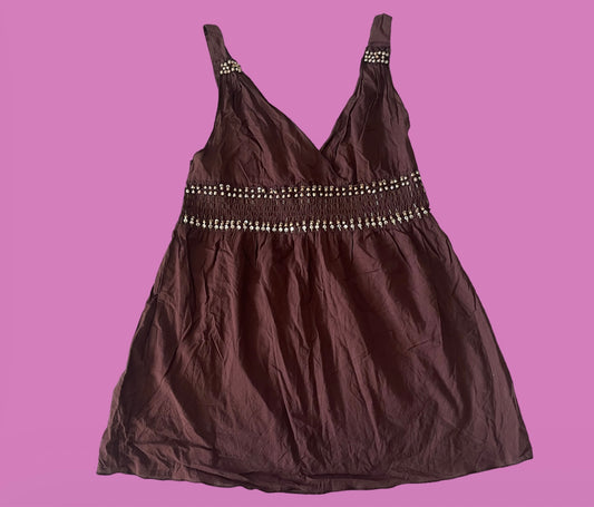 00’s “culture” brown beaded tanktop