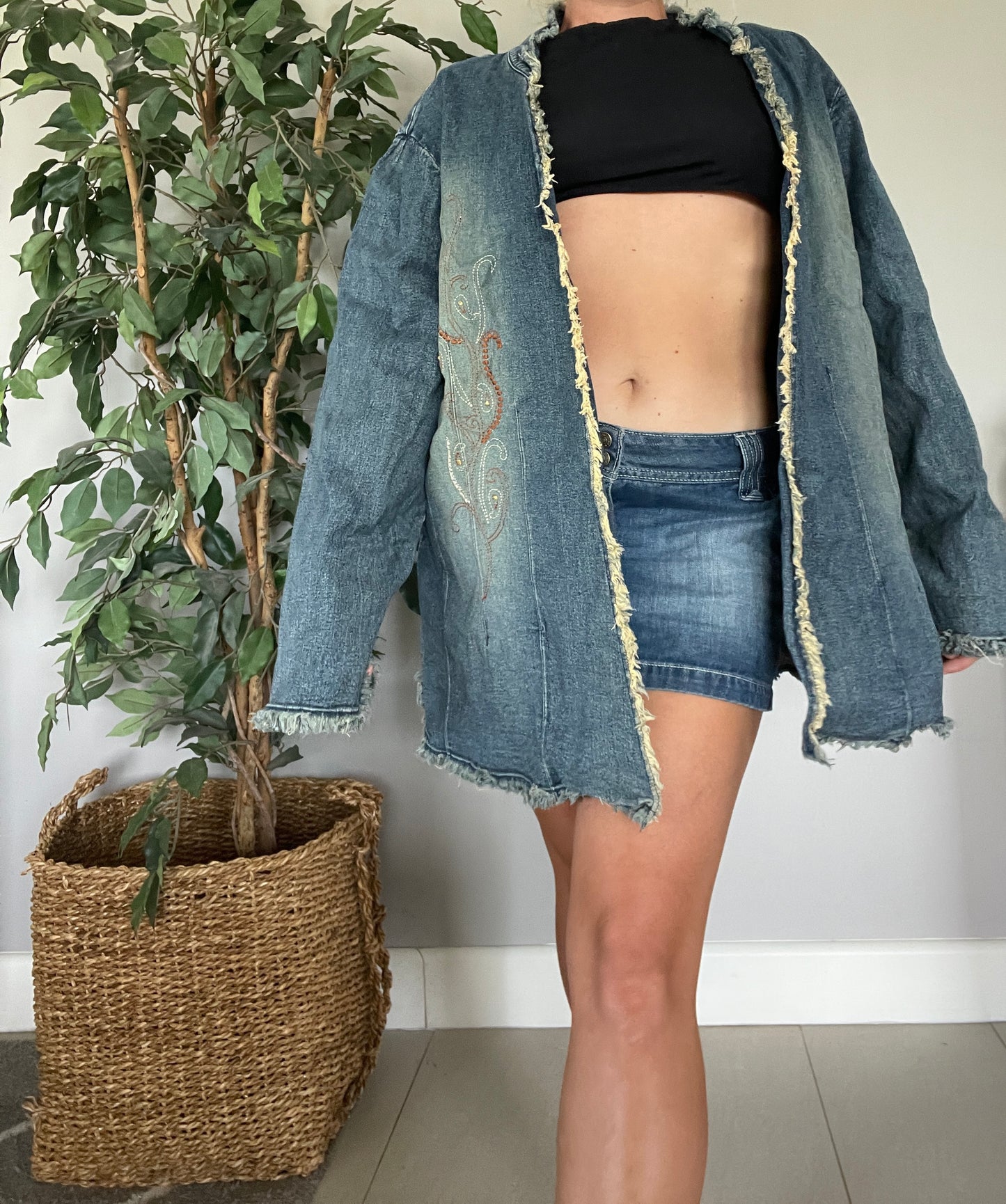 00’s denim embroidered jacket/coat