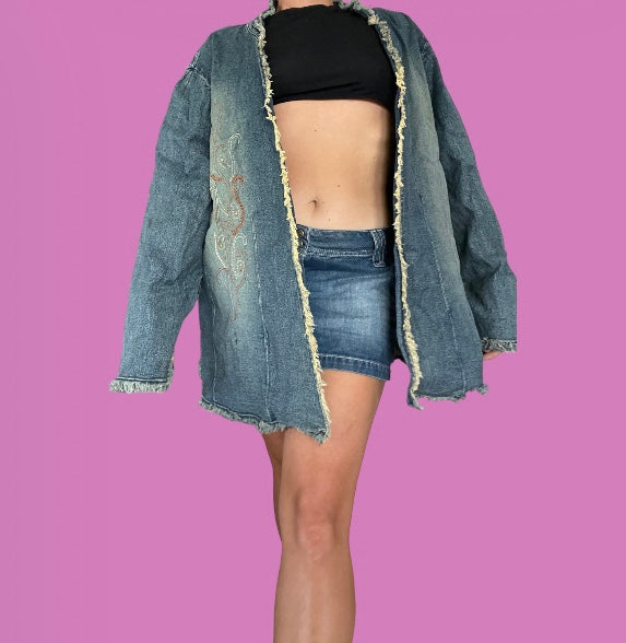 00’s denim embroidered jacket/coat