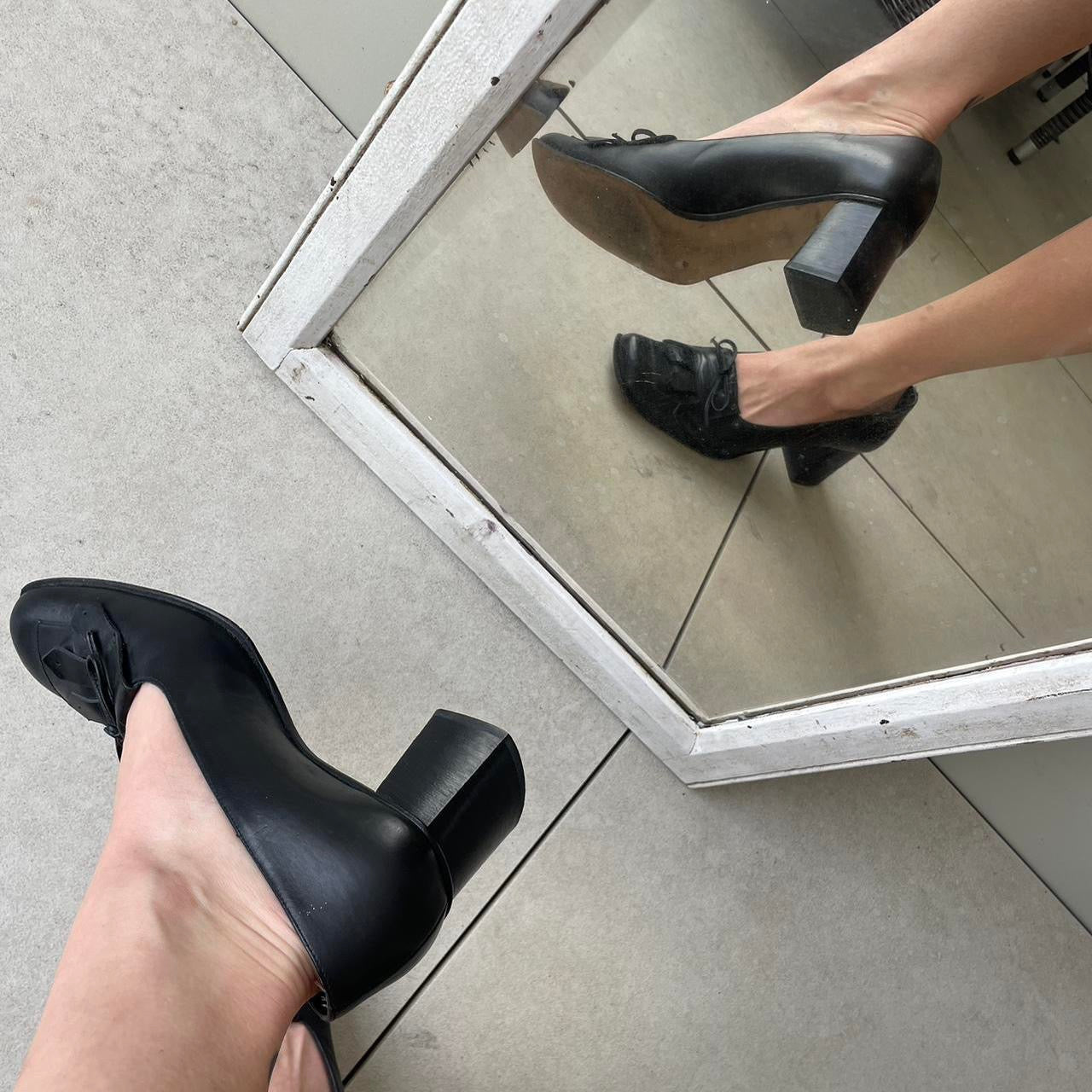 90’s leather block heels