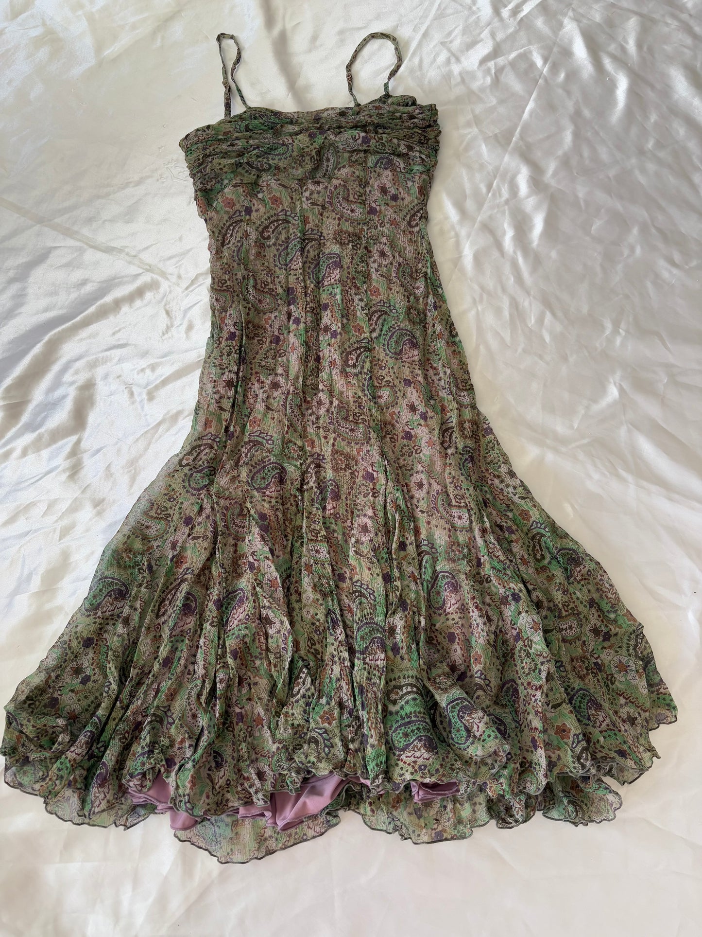 00’s 100% silk Midi dress