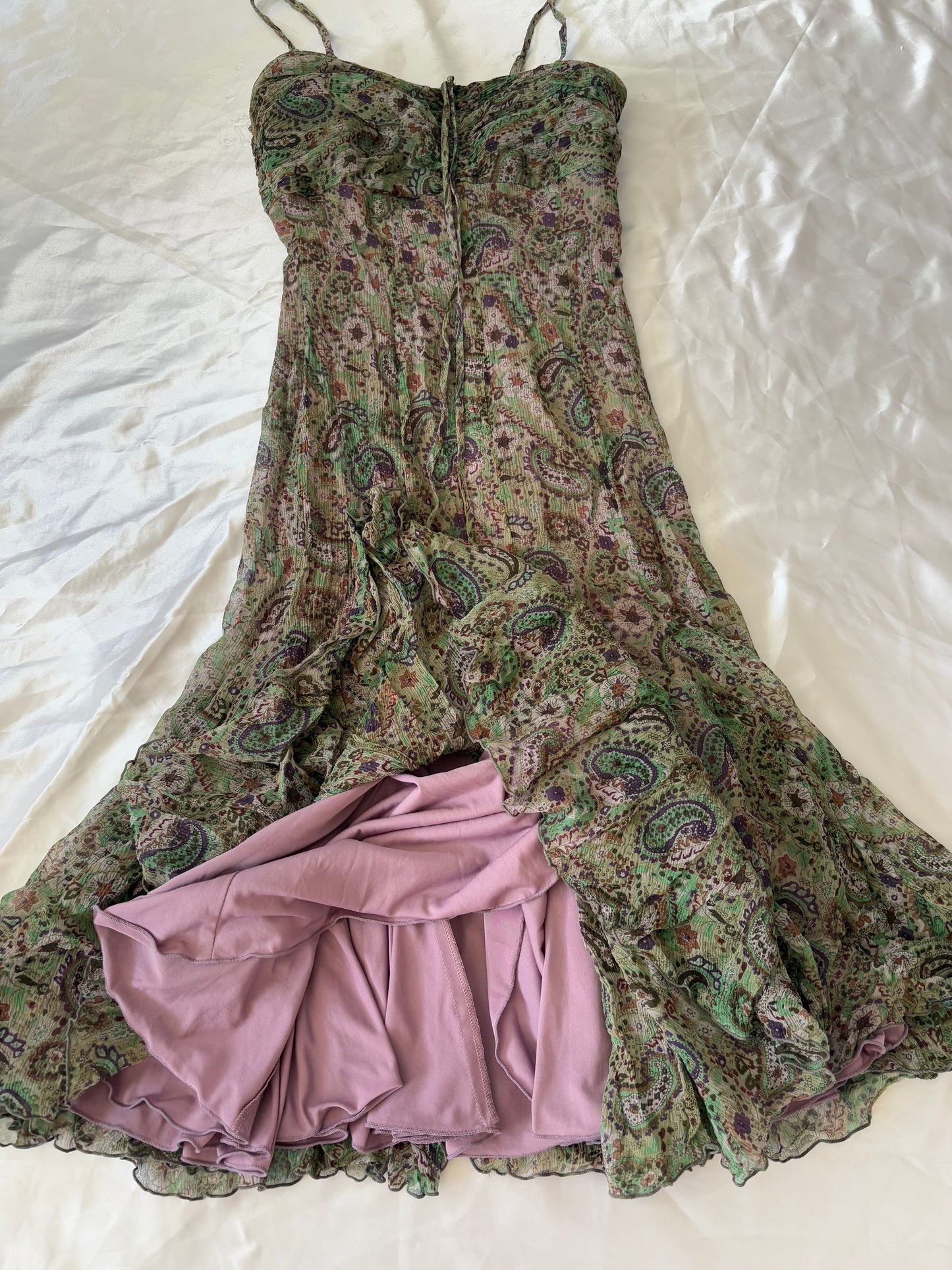 00’s 100% silk Midi dress