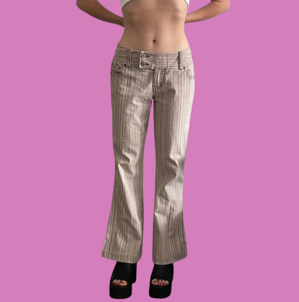 00’s low rise stripy flair pants