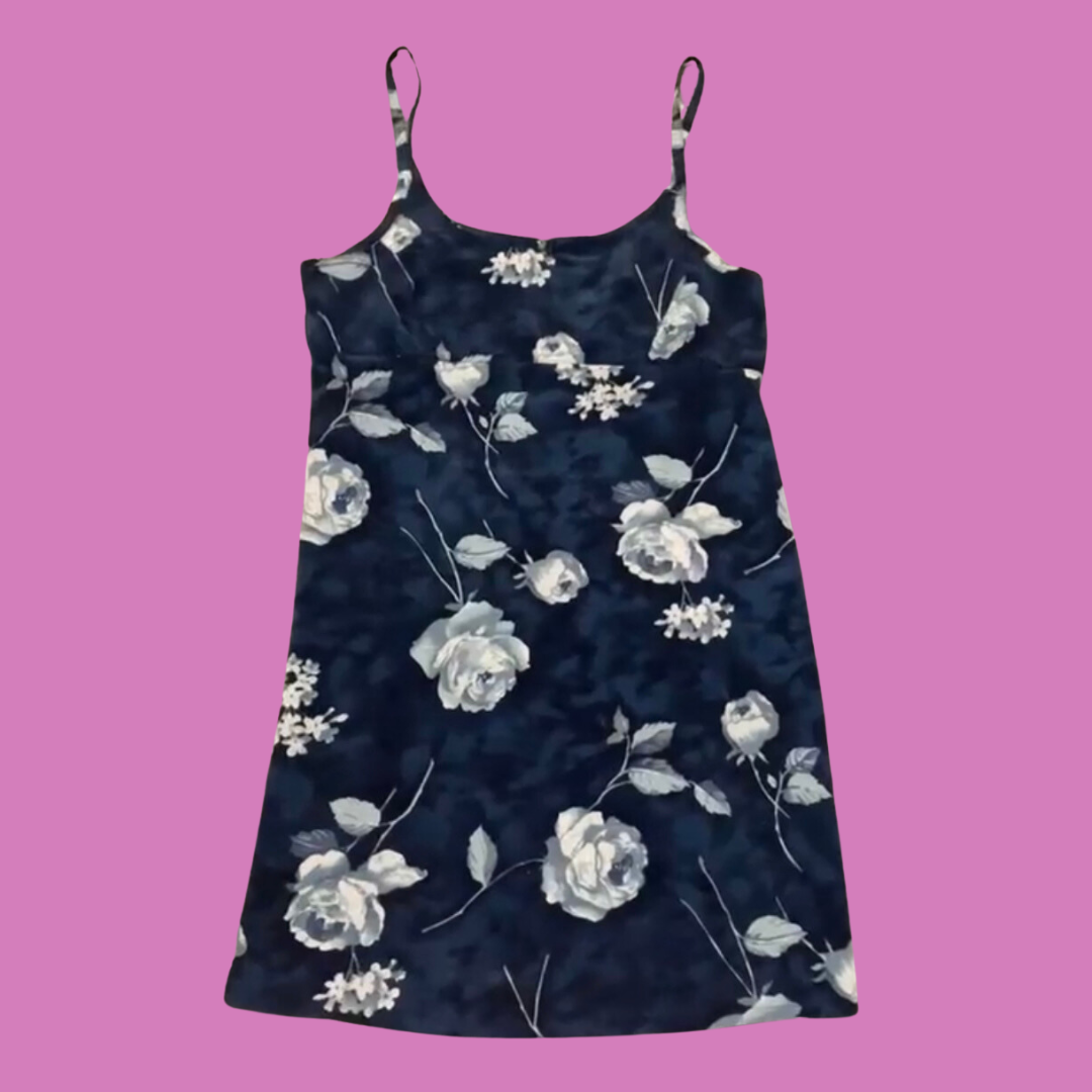 90’s blue rose mini dress