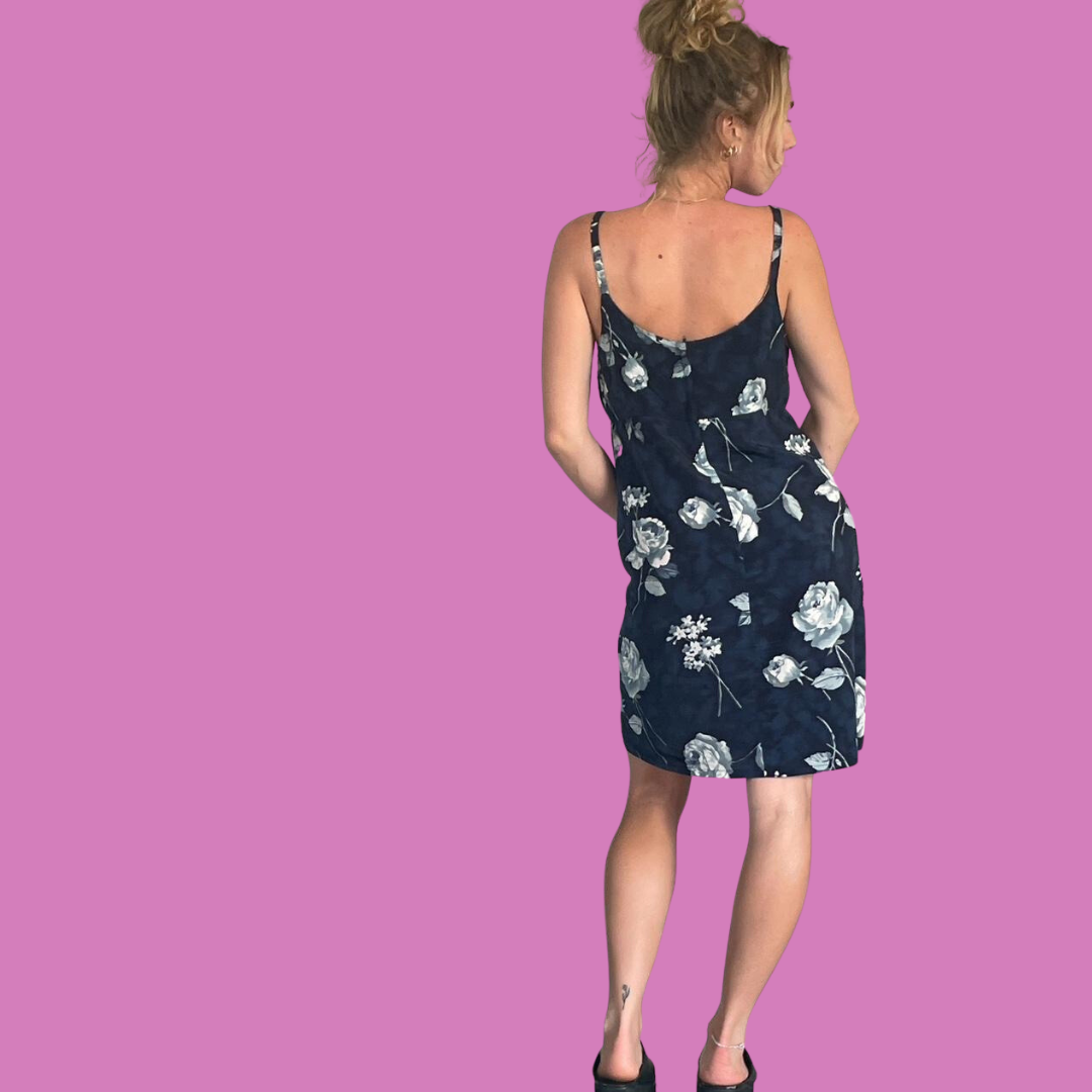 90’s blue rose mini dress