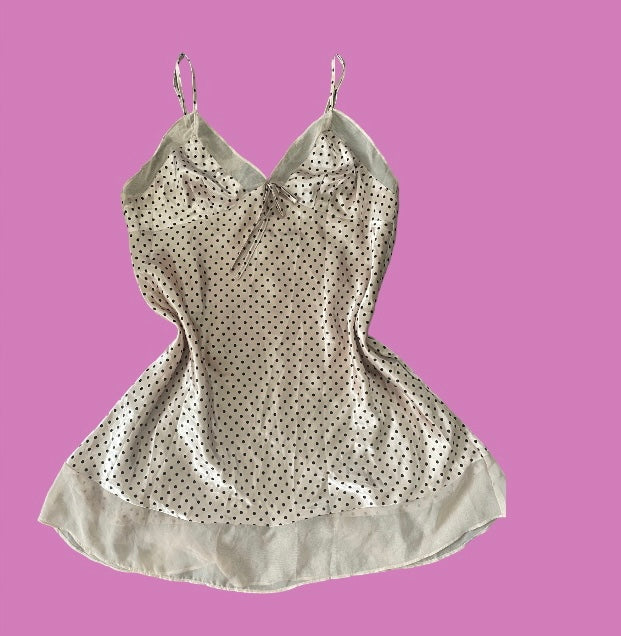 00’s champagne polka dot mini dress