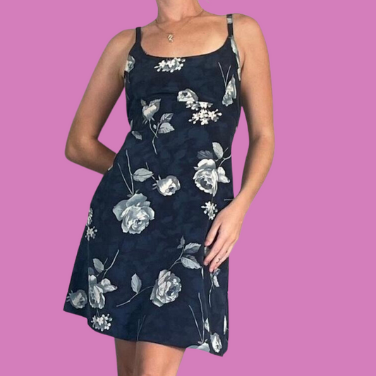 90’s blue rose mini dress