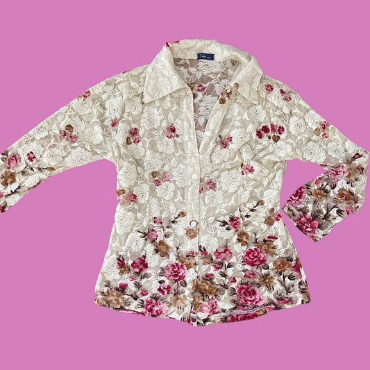 90’s rose lace blouse
