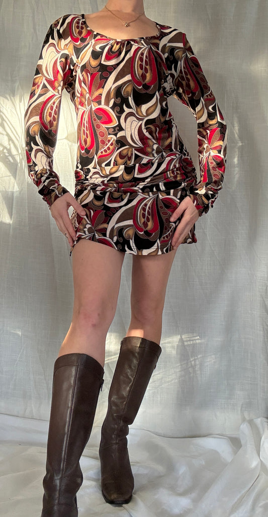 90’s/00s micro mesh long sleeve mini dress/long top