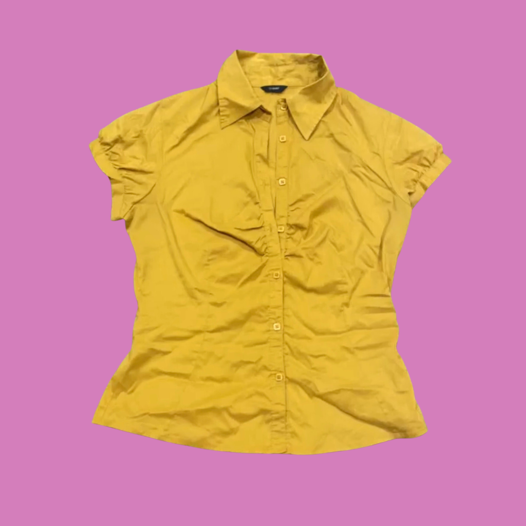 00’s cue mustard yellow blouse