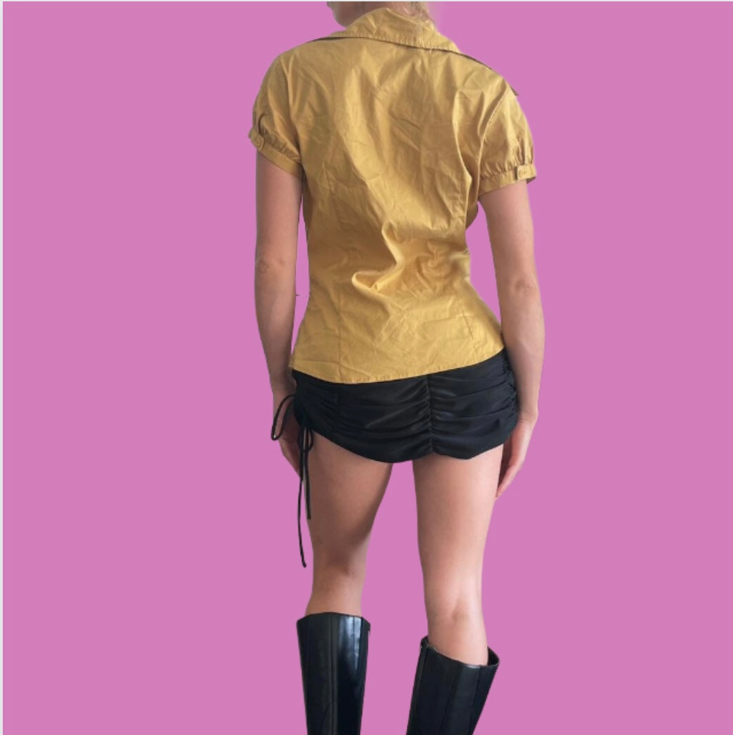 00’s cue mustard yellow blouse