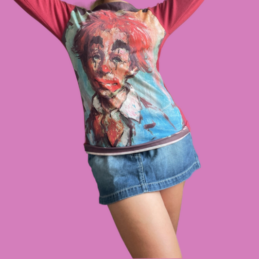 Vintage clown long sleeve high neck